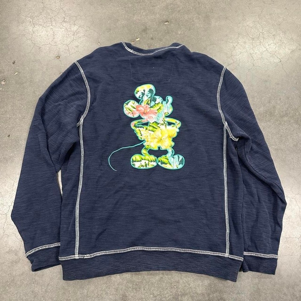 Tommy Bahama x Disney navy blue long sleeve shirt with floral mickey design Sz M - Picture 4 of 5